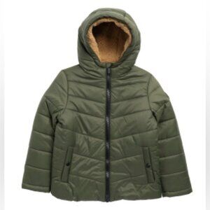 Michael Kors Unisex Faux Shearling Lined Hooded Puffer Jacket, Size 10/12, NEW